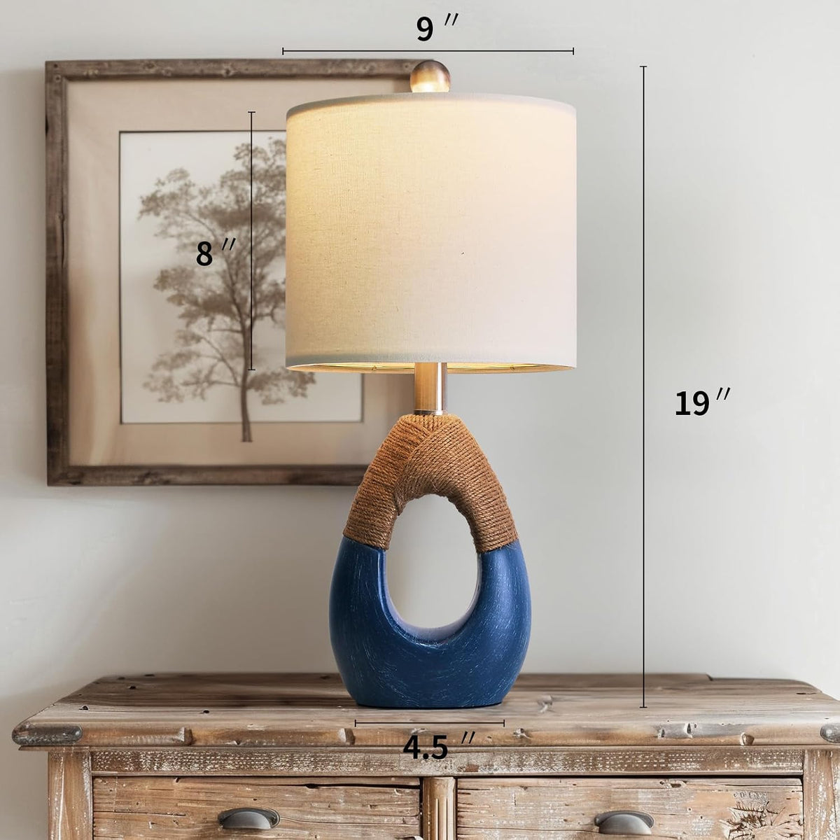 19'' Small Boho Table Lamps for Bedroom Set of 2 for Bedside