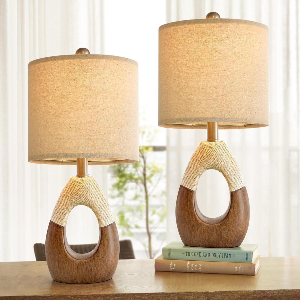 19'' Small Boho Table Lamps for Bedroom Set of 2 for Bedside