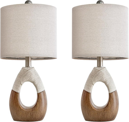 19'' Small Boho Table Lamps for Bedroom Set of 2 for Bedside