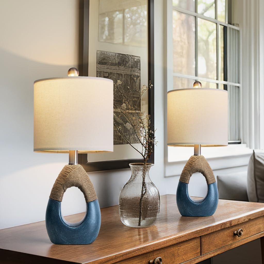 19'' Small Boho Table Lamps for Bedroom Set of 2 for Bedside
