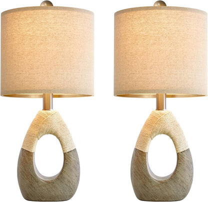 19'' Small Boho Table Lamps for Bedroom Set of 2 for Bedside