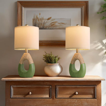 19'' Small Boho Table Lamps for Bedroom Set of 2 for Bedside