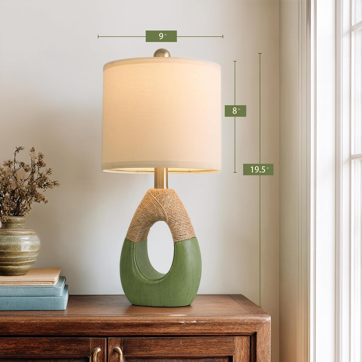 19'' Small Boho Table Lamps for Bedroom Set of 2 for Bedside
