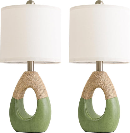 19'' Small Boho Table Lamps for Bedroom Set of 2 for Bedside