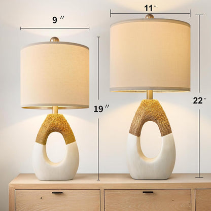 19'' Small Boho Table Lamps for Bedroom Set of 2 for Bedside