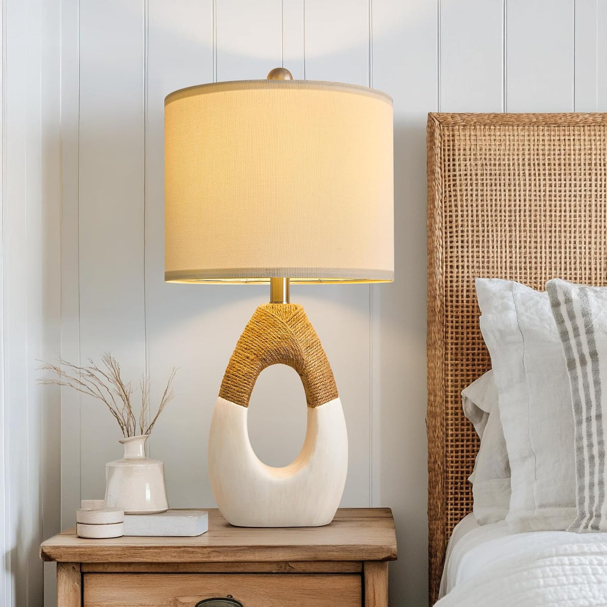 19'' Small Boho Table Lamps for Bedroom Set of 2 for Bedside