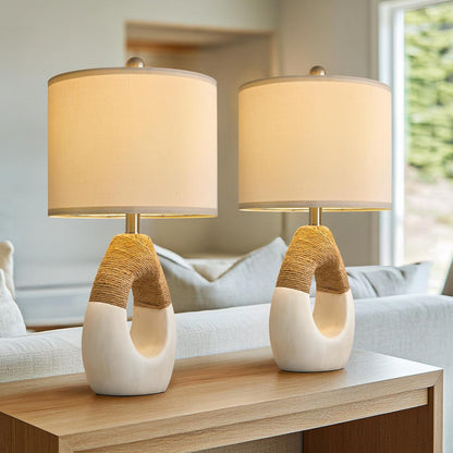 19'' Small Boho Table Lamps for Bedroom Set of 2 for Bedside