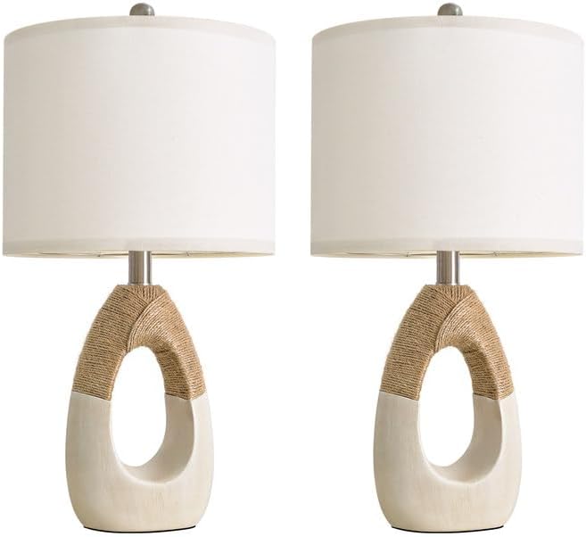 19'' Small Boho Table Lamps for Bedroom Set of 2 for Bedside