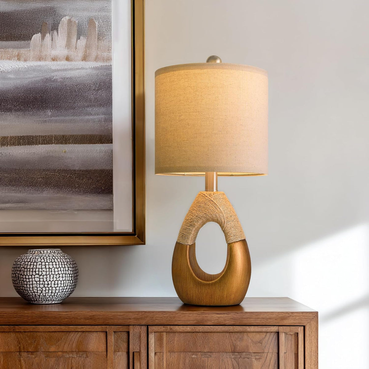 19'' Small Boho Table Lamps for Bedroom Set of 2 for Bedside