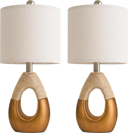 19'' Small Boho Table Lamps for Bedroom Set of 2 for Bedside
