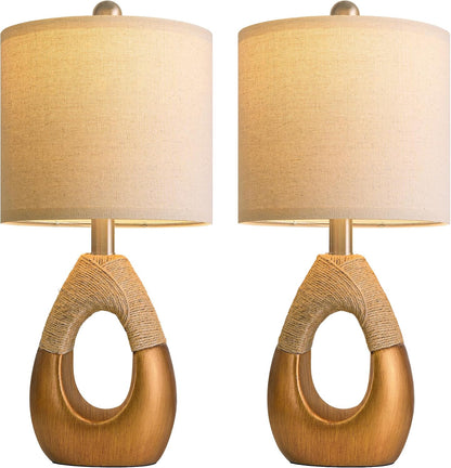 19'' Small Boho Table Lamps for Bedroom Set of 2 for Bedside