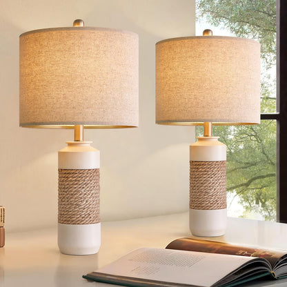 19'' Small Boho Table Lamps for Bedroom Set of 2 for Bedside