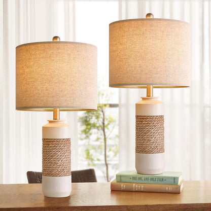 19'' Small Boho Table Lamps for Bedroom Set of 2 for Bedside