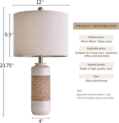 19'' Small Boho Table Lamps for Bedroom Set of 2 for Bedside