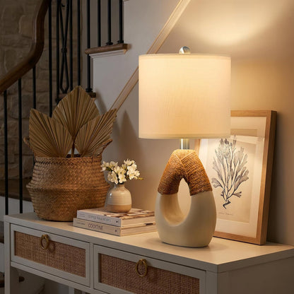 19'' Small Boho Table Lamps for Bedroom Set of 2 for Bedside