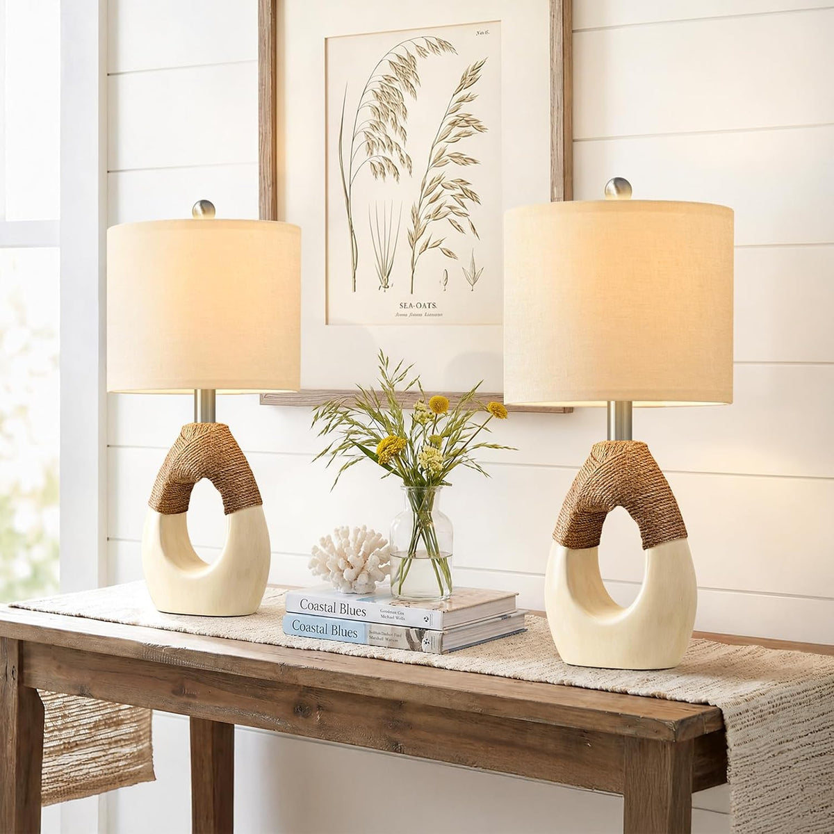 19'' Small Boho Table Lamps for Bedroom Set of 2 for Bedside