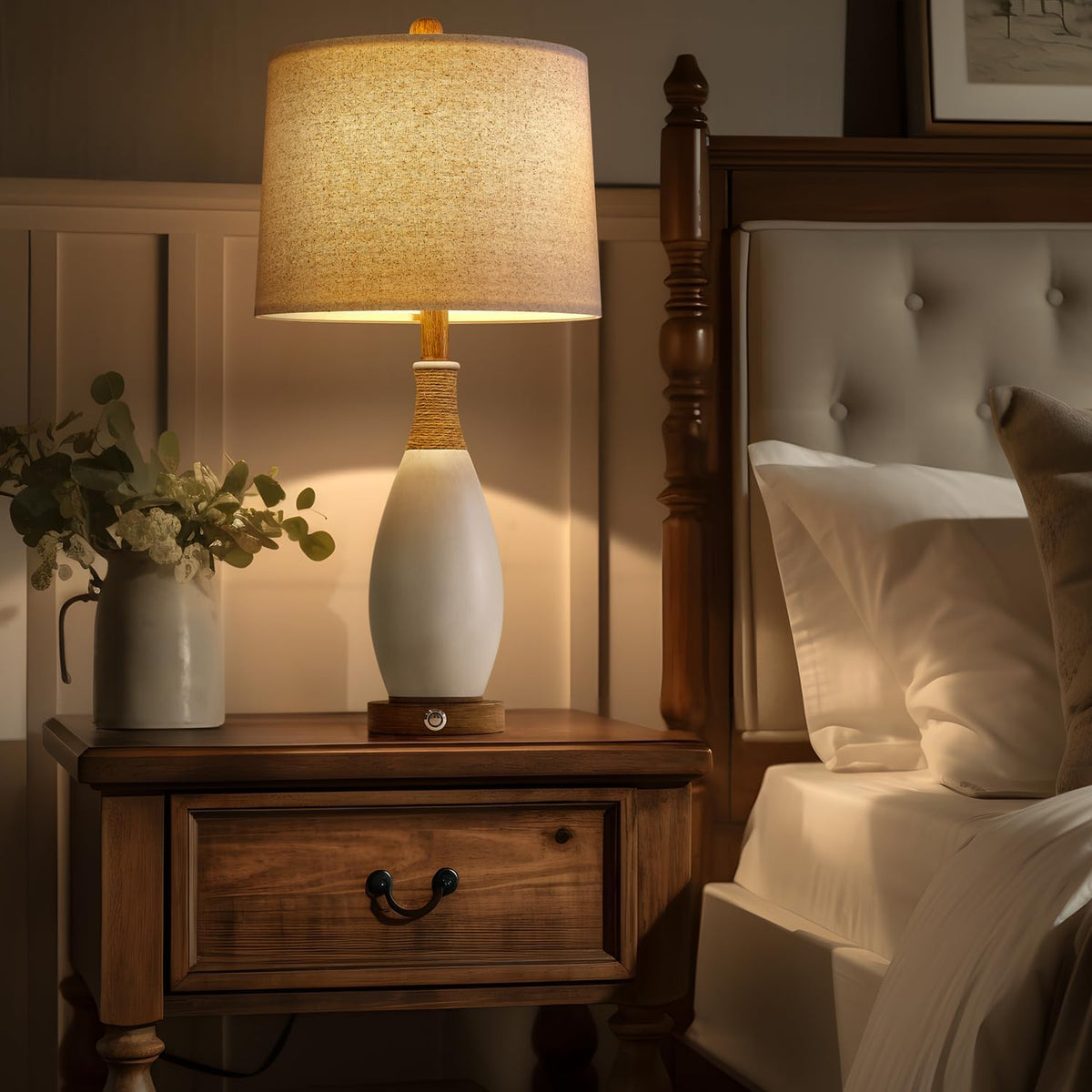 19'' Small Boho Table Lamps for Bedroom Set of 2 for Bedside