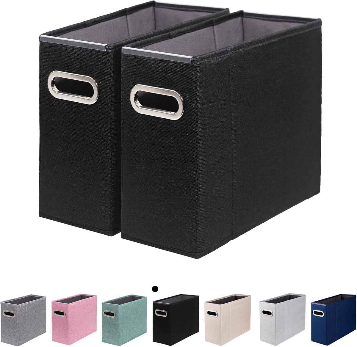 Letter Size File Organizer, File Folders Organizer, Fabric Storage Box, Collapsible Paper Organizer with Metal Handle, Smooth PVC Rails, Only Box (Beige)