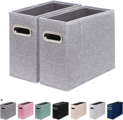 Letter Size File Organizer, File Folders Organizer, Fabric Storage Box, Collapsible Paper Organizer with Metal Handle, Smooth PVC Rails, Only Box (Beige)