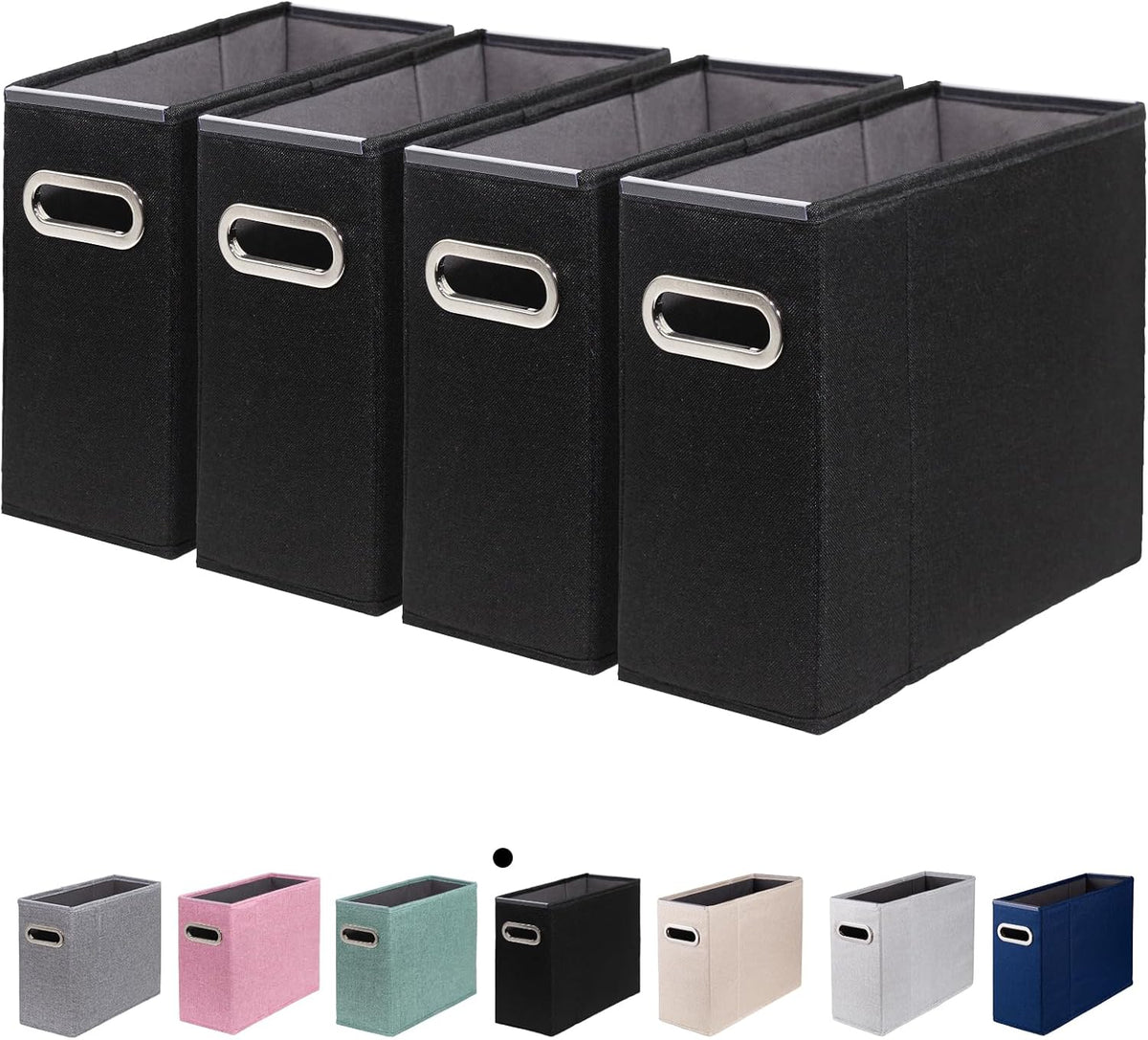 Letter Size File Organizer, File Folders Organizer, Fabric Storage Box, Collapsible Paper Organizer with Metal Handle, Smooth PVC Rails, Only Box (Beige)