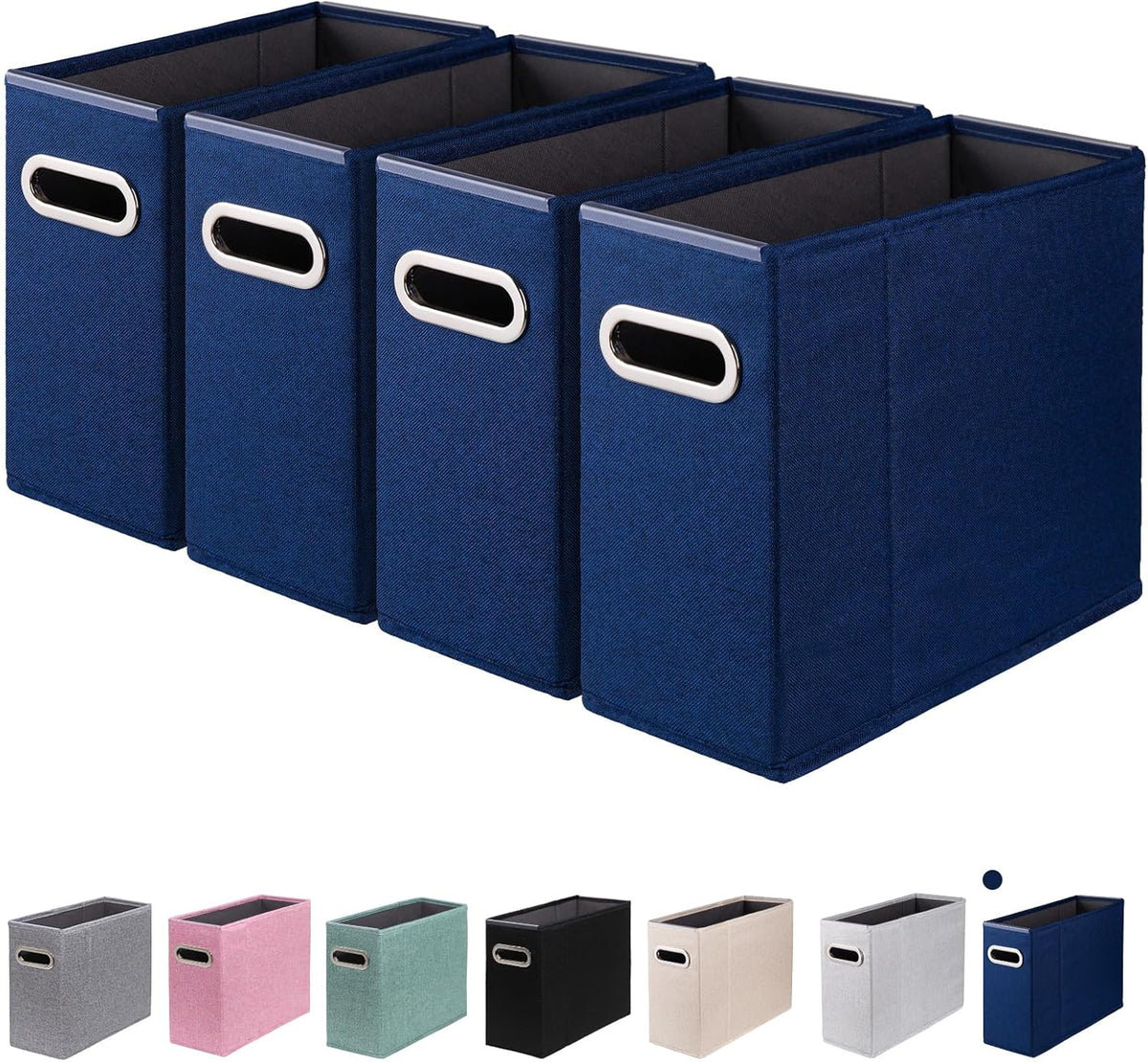 Letter Size File Organizer, File Folders Organizer, Fabric Storage Box, Collapsible Paper Organizer with Metal Handle, Smooth PVC Rails, Only Box (Beige)