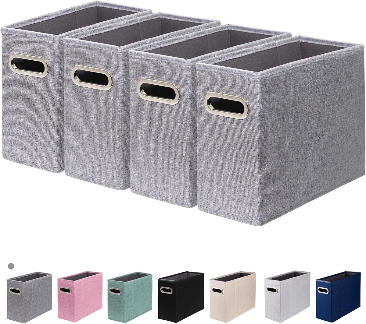 Letter Size File Organizer, File Folders Organizer, Fabric Storage Box, Collapsible Paper Organizer with Metal Handle, Smooth PVC Rails, Only Box (Beige)