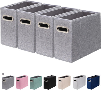 Letter Size File Organizer, File Folders Organizer, Fabric Storage Box, Collapsible Paper Organizer with Metal Handle, Smooth PVC Rails, Only Box (Beige)