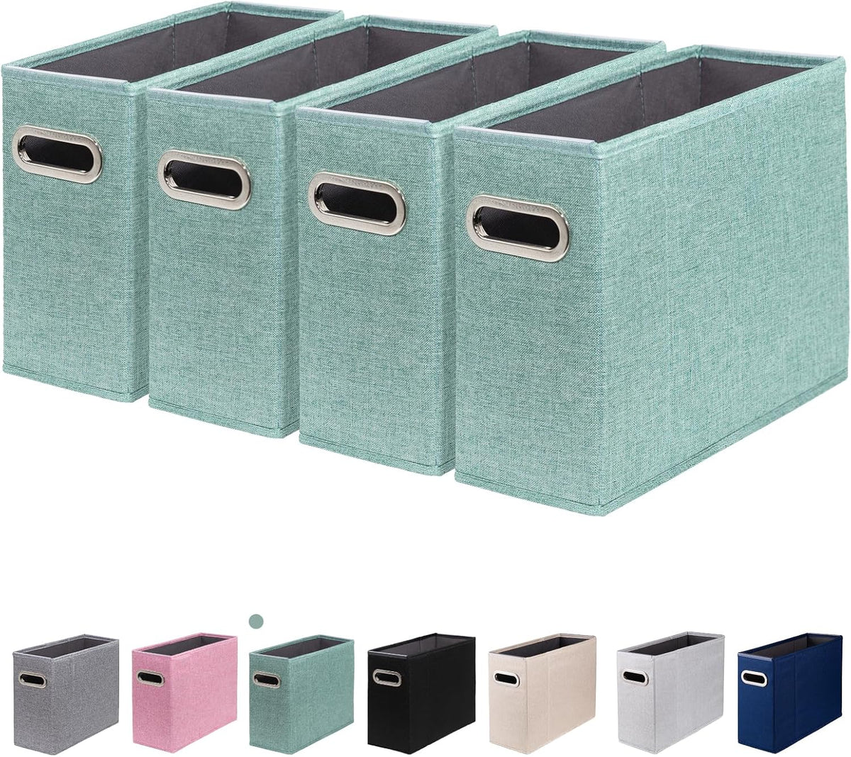 Letter Size File Organizer, File Folders Organizer, Fabric Storage Box, Collapsible Paper Organizer with Metal Handle, Smooth PVC Rails, Only Box (Beige)