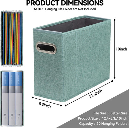 Letter Size File Organizer, File Folders Organizer, Fabric Storage Box, Collapsible Paper Organizer with Metal Handle, Smooth PVC Rails, Only Box (Beige)
