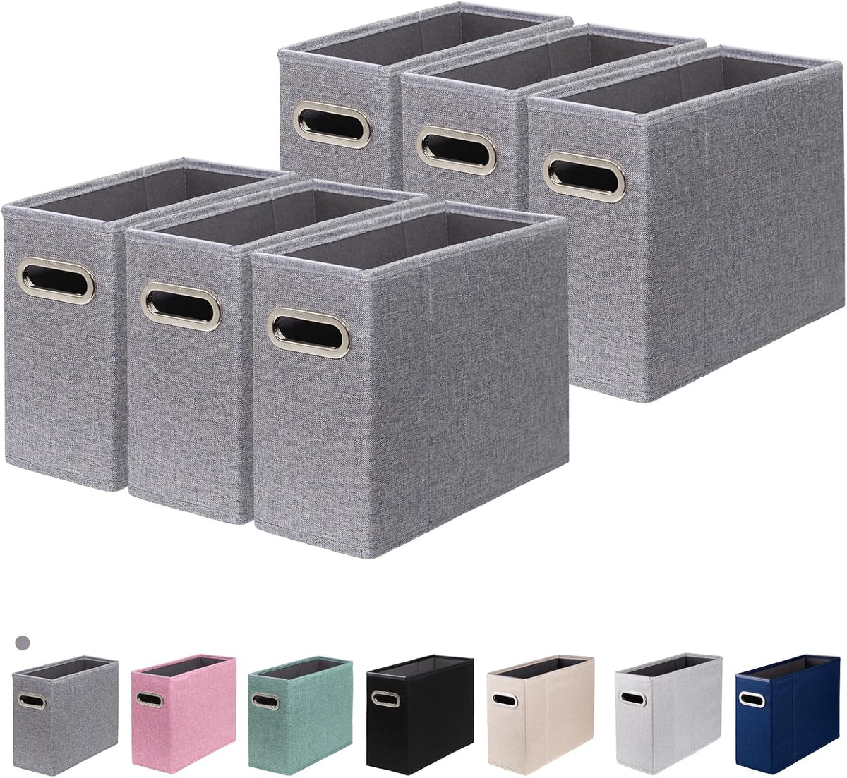 Letter Size File Organizer, File Folders Organizer, Fabric Storage Box, Collapsible Paper Organizer with Metal Handle, Smooth PVC Rails, Only Box (Beige)