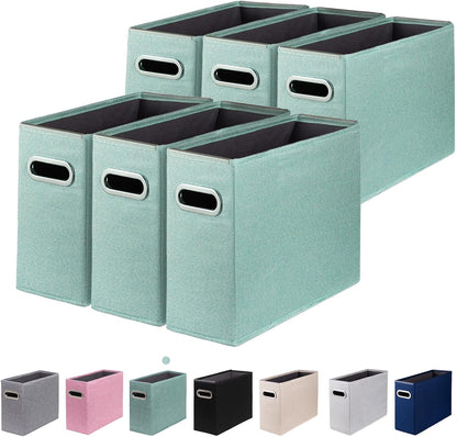 Letter Size File Organizer, File Folders Organizer, Fabric Storage Box, Collapsible Paper Organizer with Metal Handle, Smooth PVC Rails, Only Box (Beige)