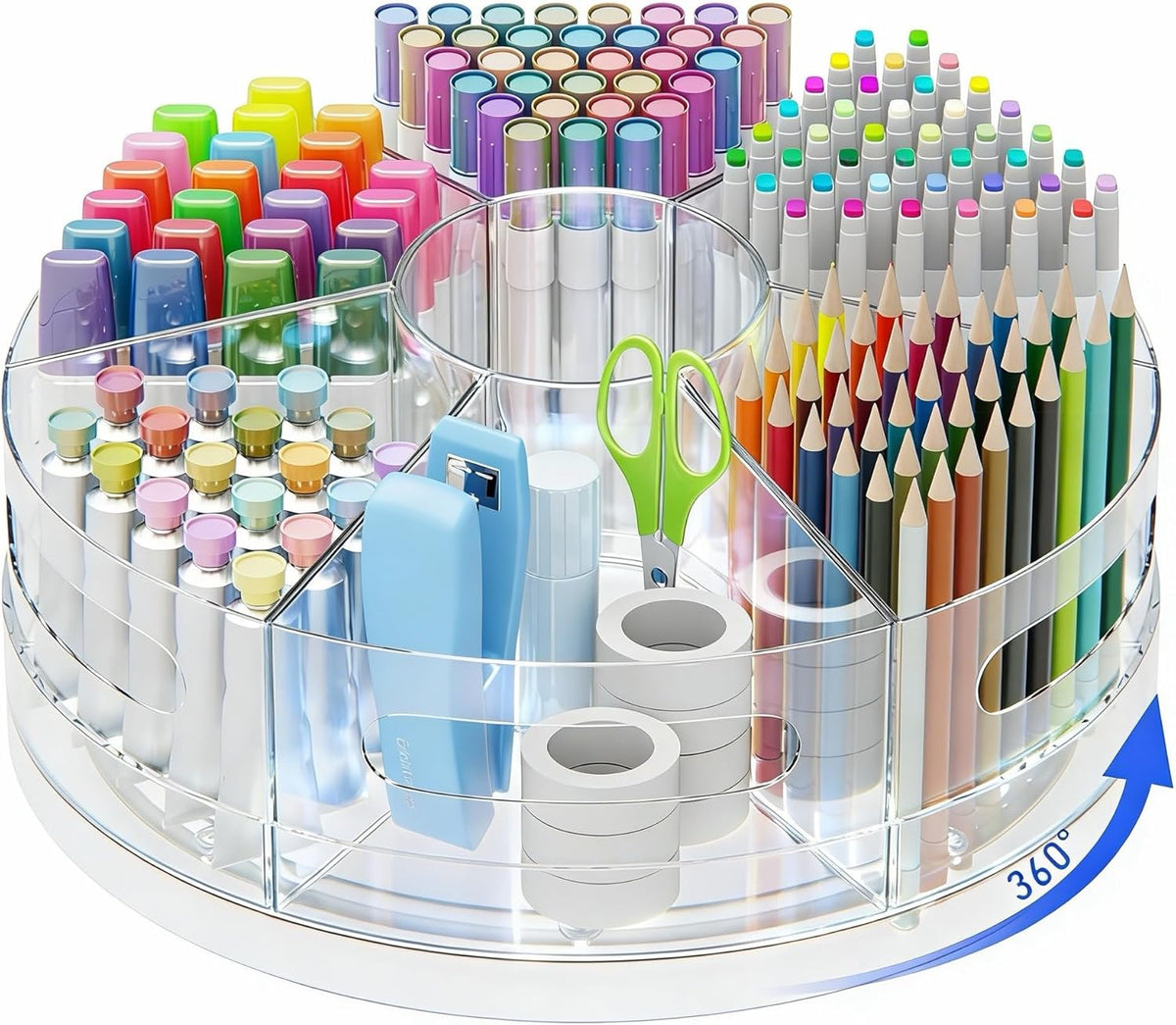 CraftGenes Clear Rotating Organizer, Acrylic Pen Holder, Marker Organizer