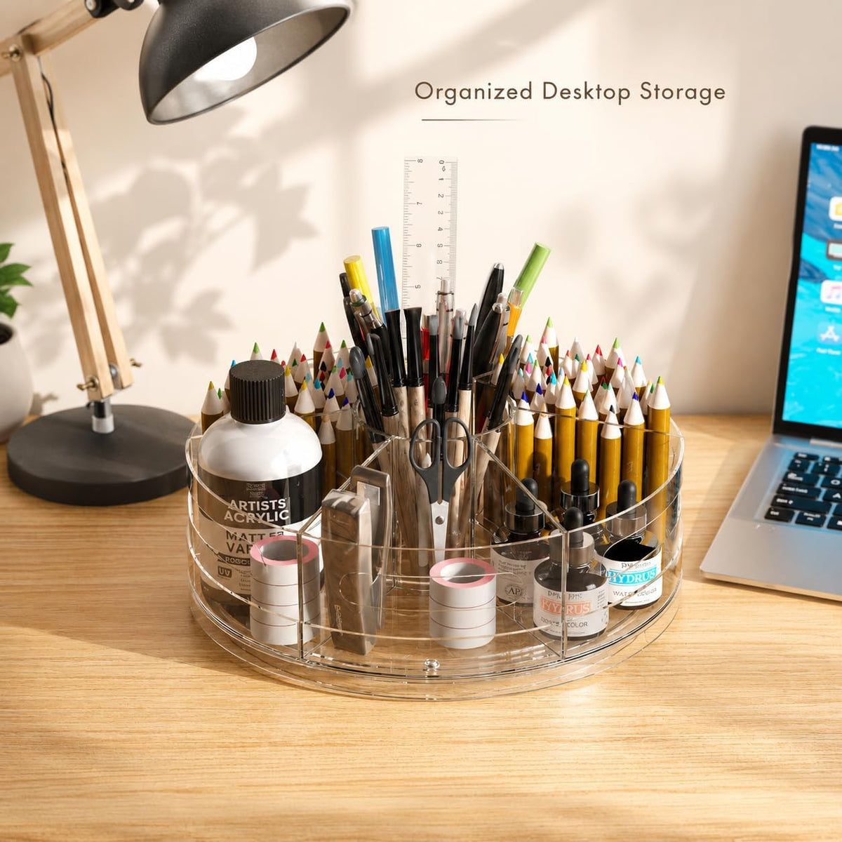 CraftGenes Clear Rotating Organizer, Acrylic Pen Holder, Marker Organizer