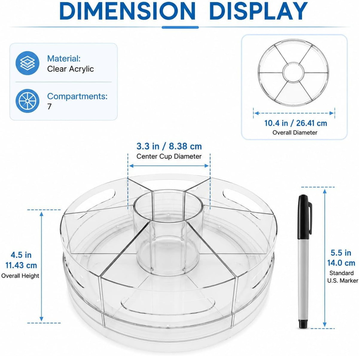 CraftGenes Clear Rotating Organizer, Acrylic Pen Holder, Marker Organizer