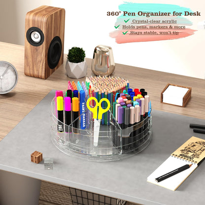 CraftGenes Clear Rotating Organizer, Acrylic Pen Holder, Marker Organizer