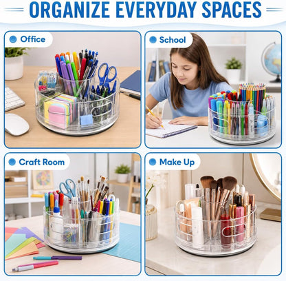 CraftGenes Clear Rotating Organizer, Acrylic Pen Holder, Marker Organizer