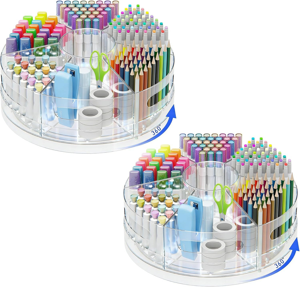 CraftGenes Clear Rotating Organizer, Acrylic Pen Holder, Marker Organizer