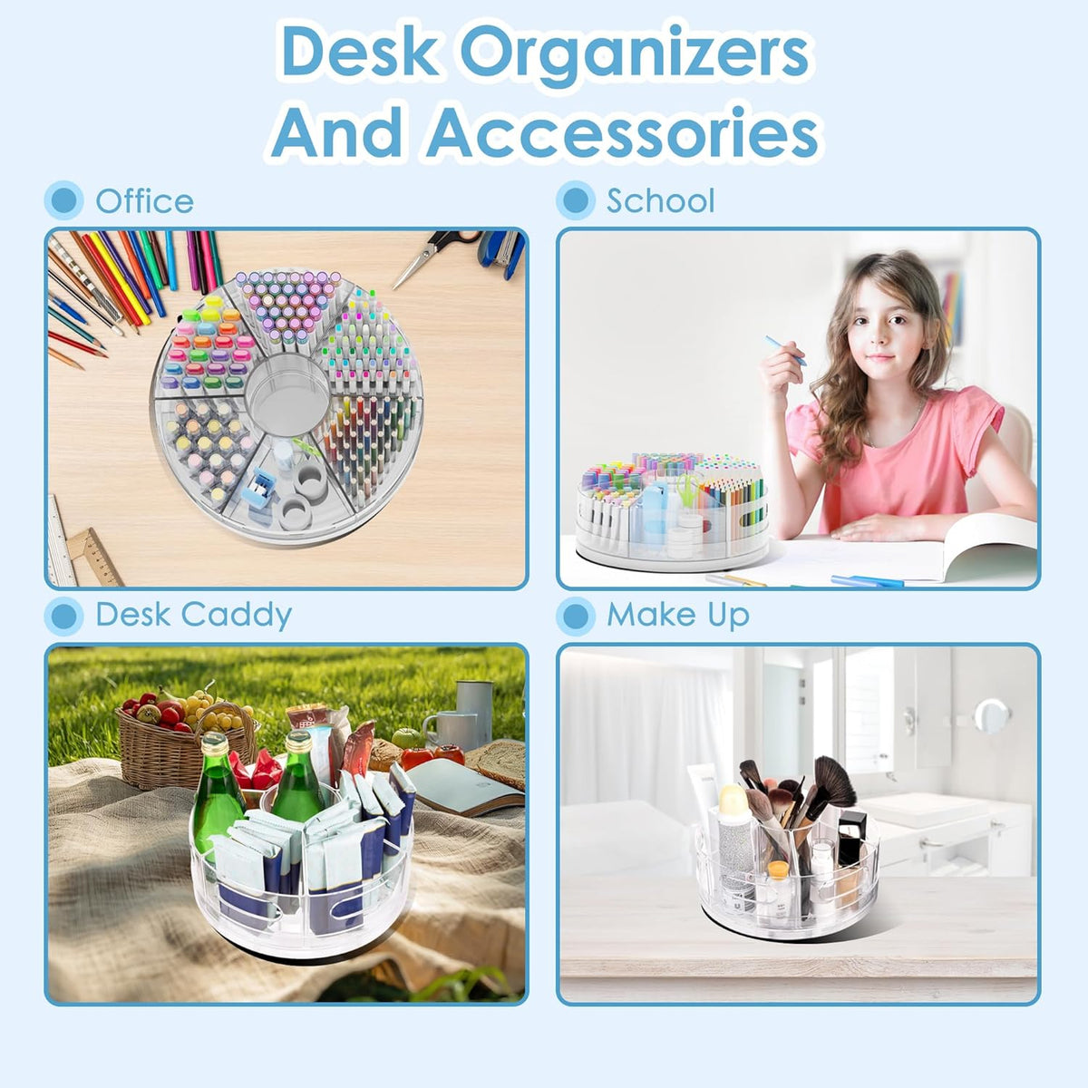 CraftGenes Clear Rotating Organizer, Acrylic Pen Holder, Marker Organizer