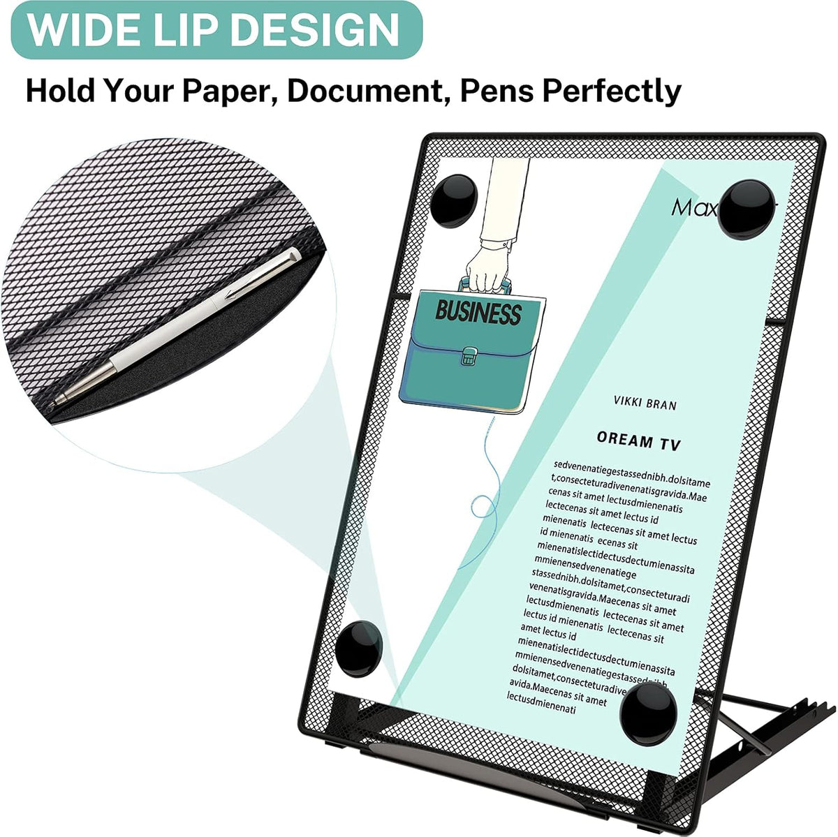 Desktop Document Holder, Foldable Copy Holder Stand for Desk, Black