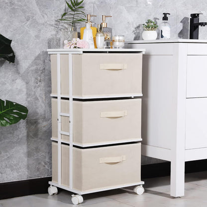 Dresser Storage with 3 Drawers, Fabric Dresser Tower, Vertical Storage Unit for Bedroom, Closet, Office, Black