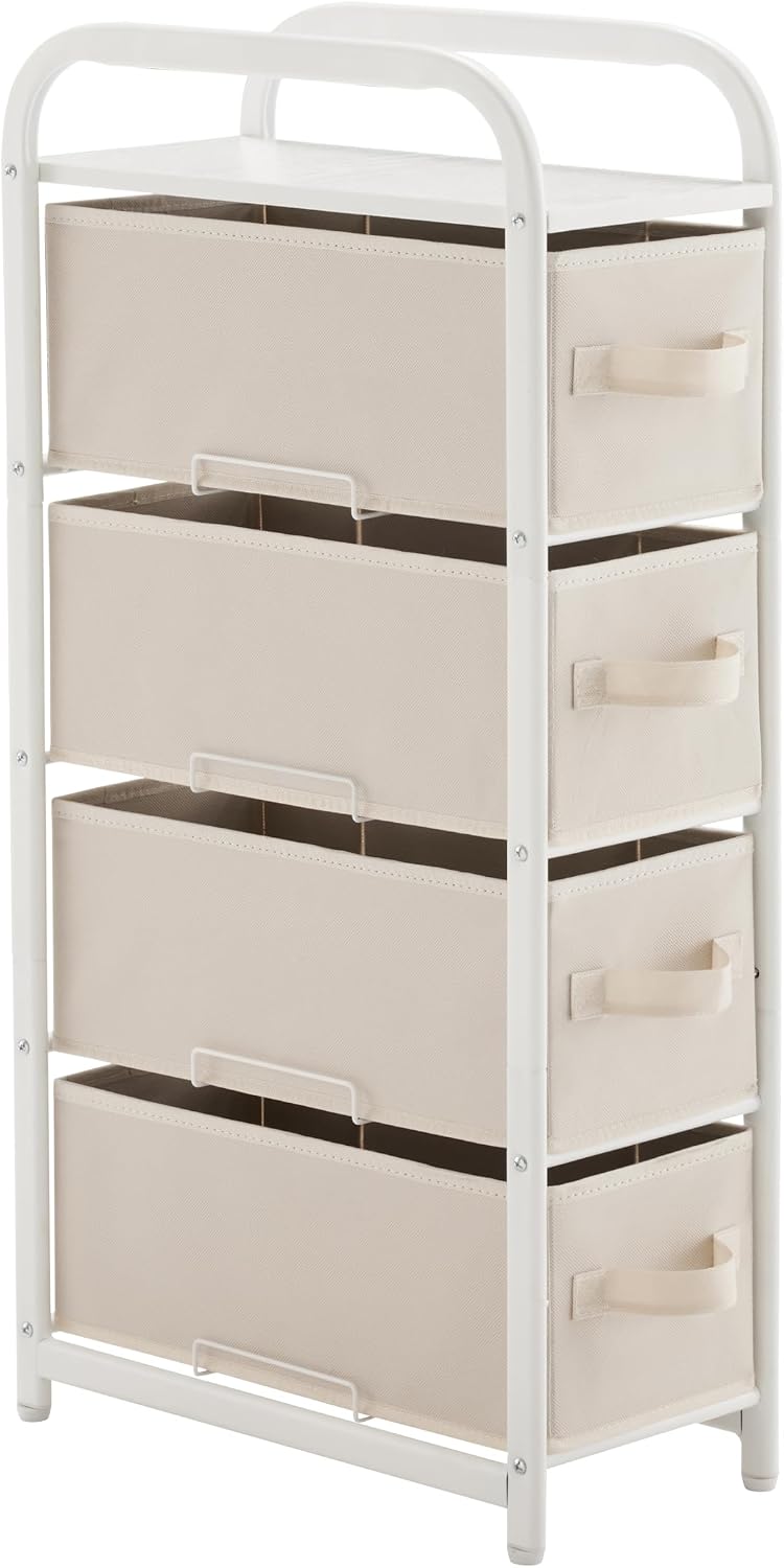 Dresser Storage with 3 Drawers, Fabric Dresser Tower, Vertical Storage Unit for Bedroom, Closet, Office, Black