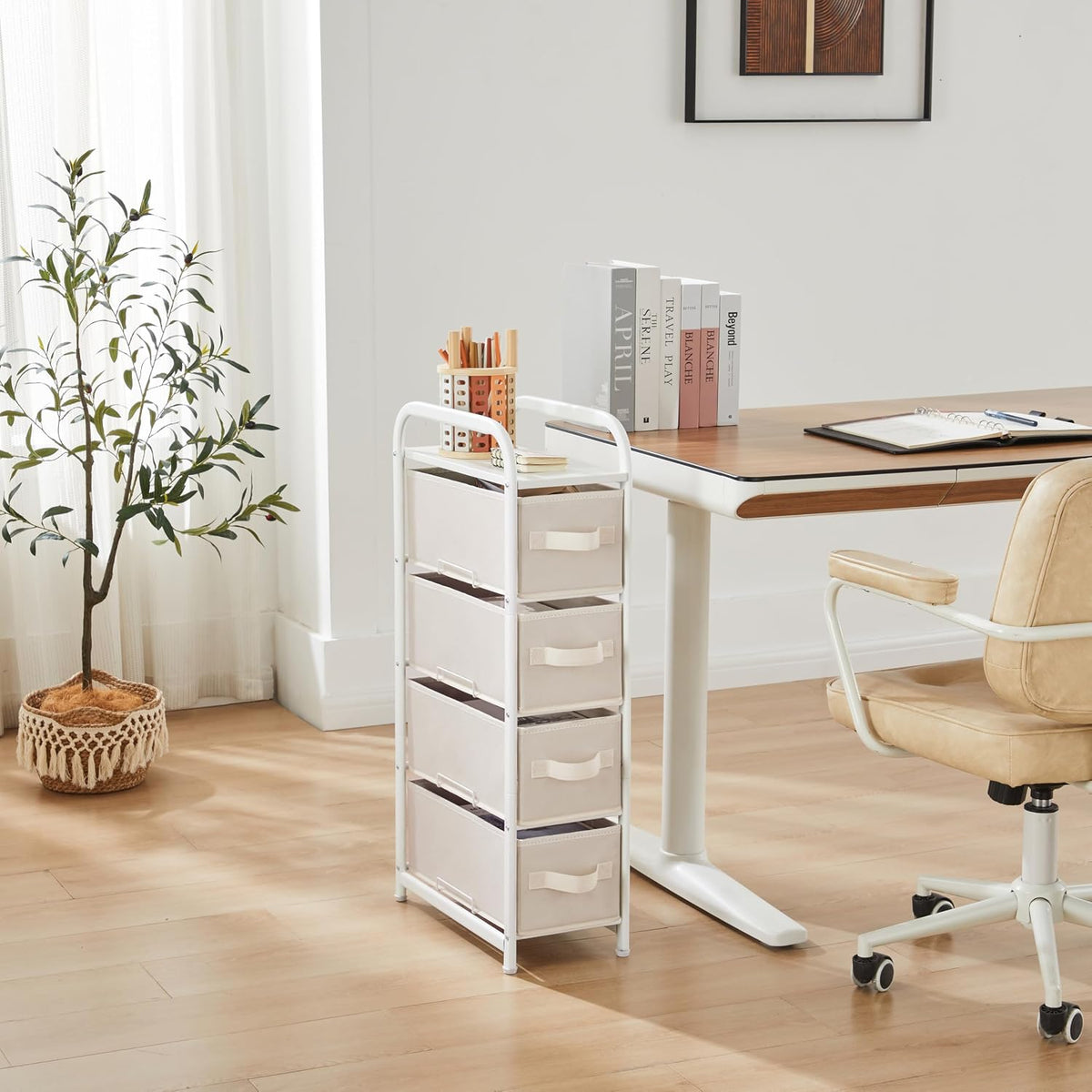 Dresser Storage with 3 Drawers, Fabric Dresser Tower, Vertical Storage Unit for Bedroom, Closet, Office, Black