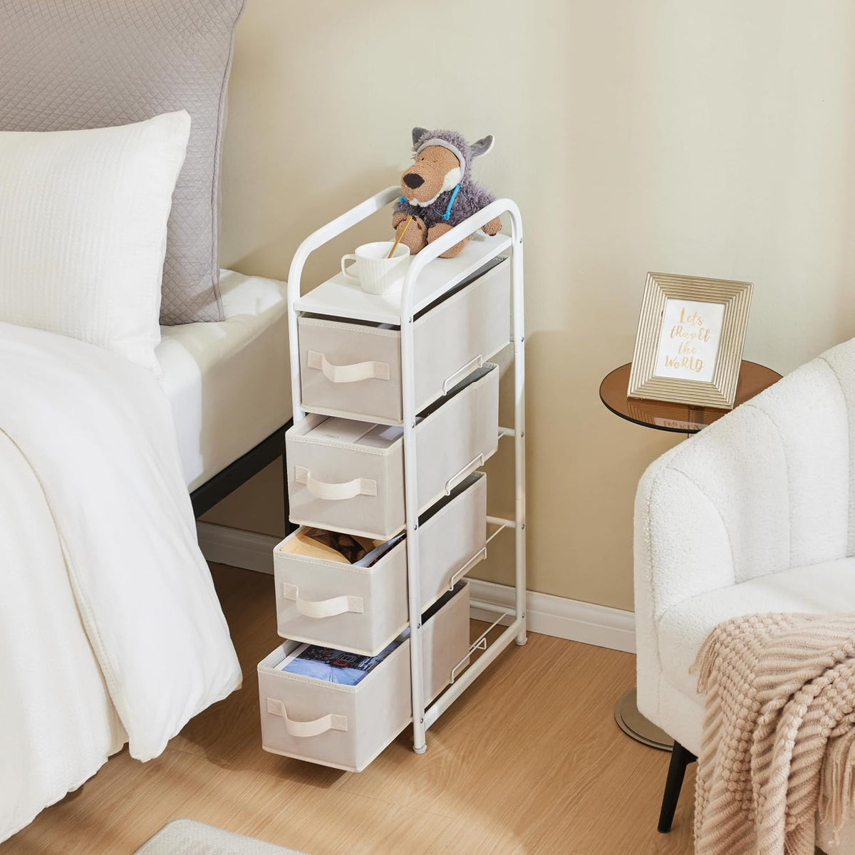 Dresser Storage with 3 Drawers, Fabric Dresser Tower, Vertical Storage Unit for Bedroom, Closet, Office, Black