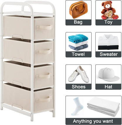 Dresser Storage with 3 Drawers, Fabric Dresser Tower, Vertical Storage Unit for Bedroom, Closet, Office, Black