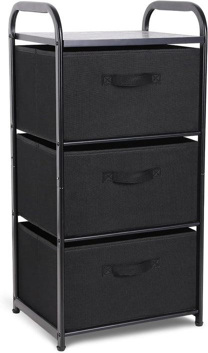 Dresser Storage with 3 Drawers, Fabric Dresser Tower, Vertical Storage Unit for Bedroom, Closet, Office, Black