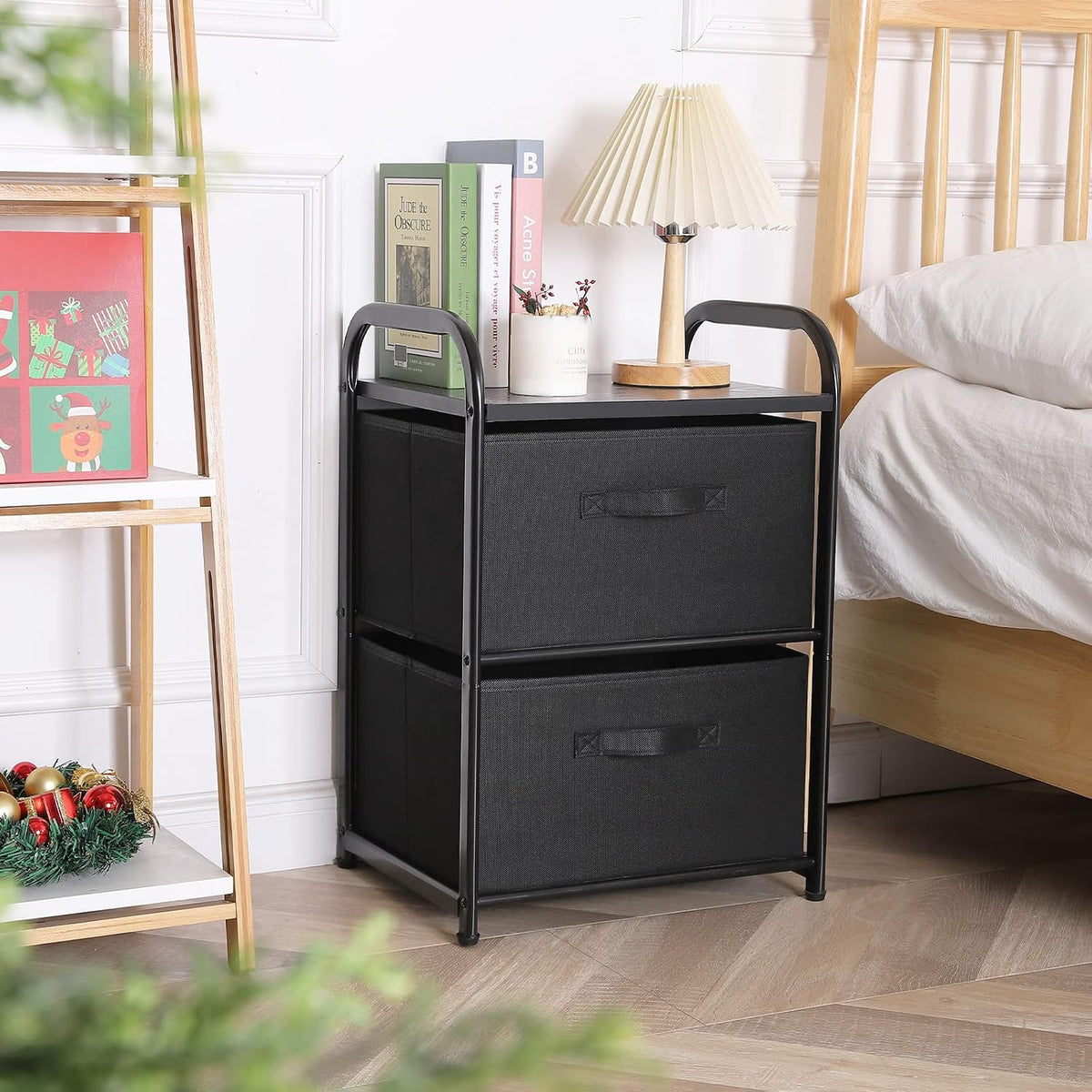 Dresser Storage with 3 Drawers, Fabric Dresser Tower, Vertical Storage Unit for Bedroom, Closet, Office, Black