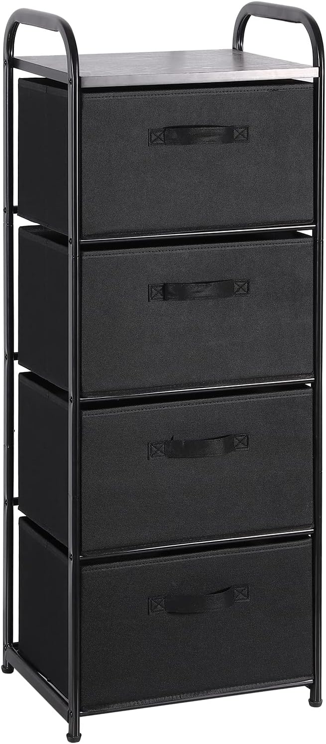 Dresser Storage with 3 Drawers, Fabric Dresser Tower, Vertical Storage Unit for Bedroom, Closet, Office, Black