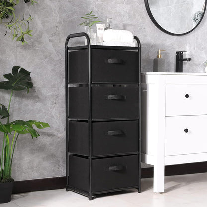 Dresser Storage with 3 Drawers, Fabric Dresser Tower, Vertical Storage Unit for Bedroom, Closet, Office, Black