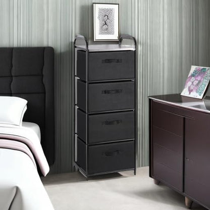 Dresser Storage with 3 Drawers, Fabric Dresser Tower, Vertical Storage Unit for Bedroom, Closet, Office, Black