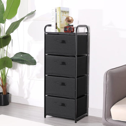 Dresser Storage with 3 Drawers, Fabric Dresser Tower, Vertical Storage Unit for Bedroom, Closet, Office, Black